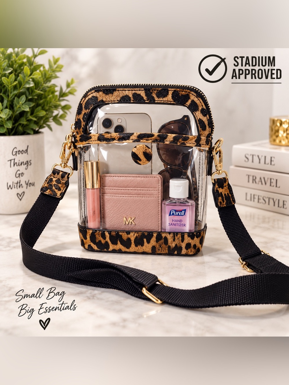 Leopard Clear mini  Crossbody Bag with Detachable Strap